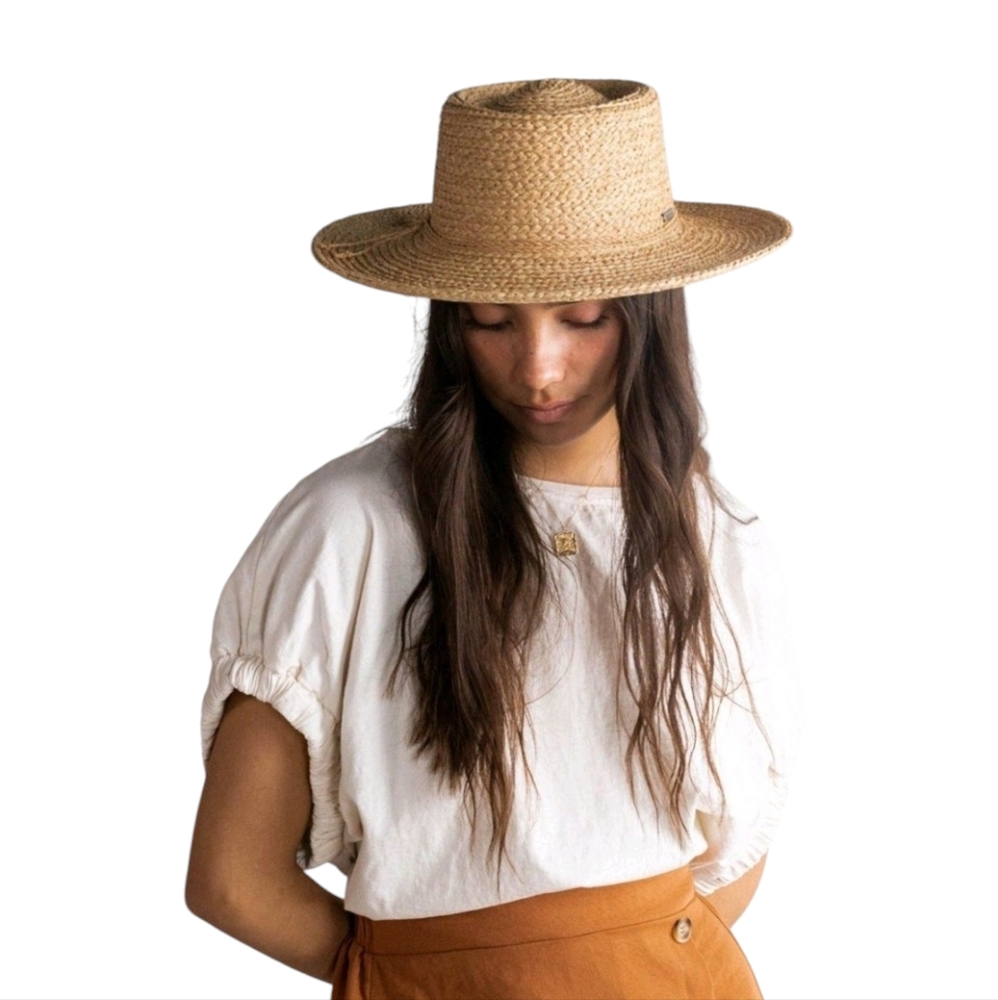 GIGI PIP Sloan Original Classic Tan 100% Straw Sun Hat / Summer Hat Size 57 S/M